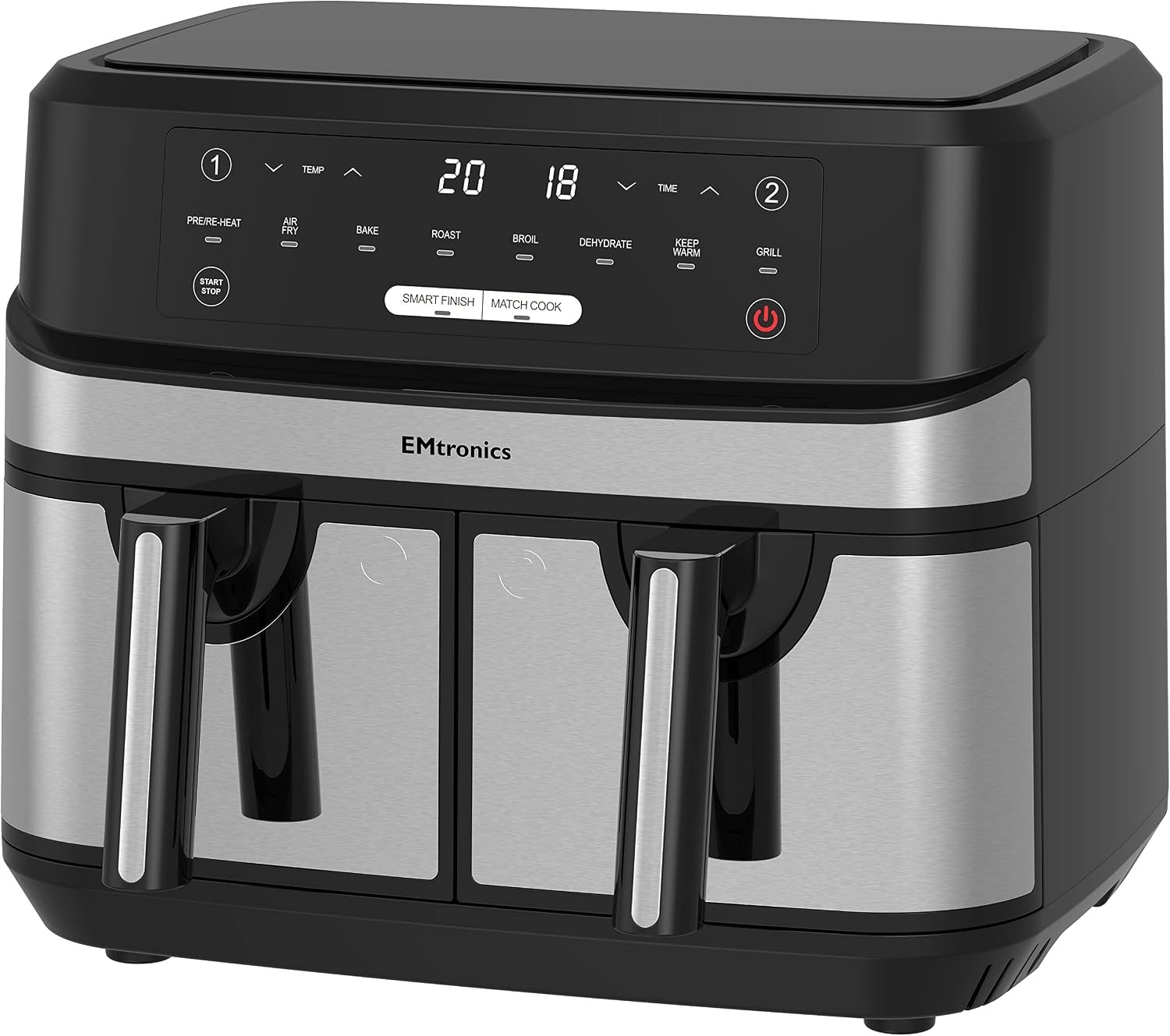 Dual Air Fryer Extra Large Family Size Double XL 9Litre 8 Pre-Set Menus Oil Free