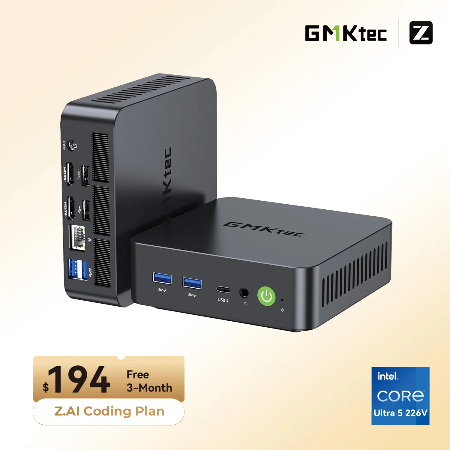 GMKtec NucBox K17 Intel® Core™ Ultra 5 226V Mini PC - 16 GB RAM + 1 TB SSD (Z.AI 3-Month Coding Plan)