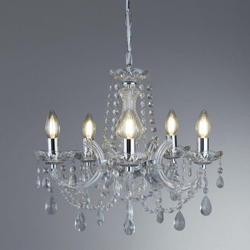 Searchlight Lighting Searchlight 399-5 Marie Therese 5 Light Chandelier Ceiling Light In Polished Chrome
