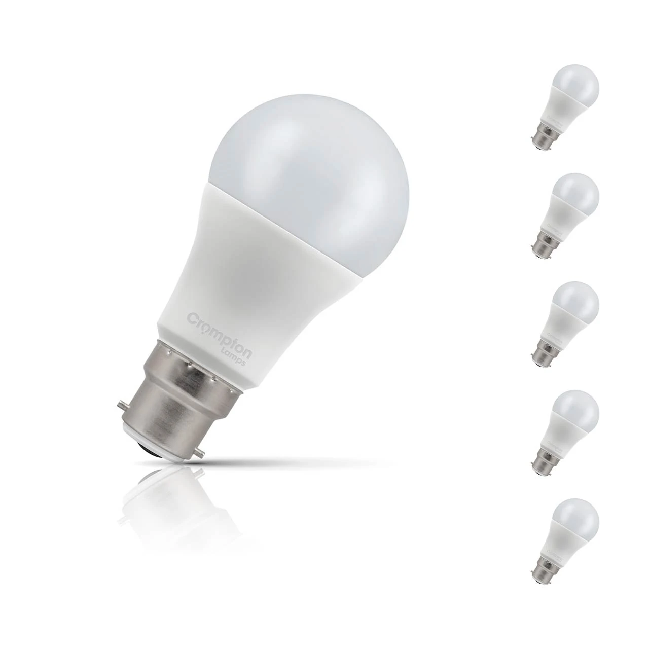 Crompton Lamps 5-Pack Crompton GLS LED Light Bulbs B22 13W (100W Eqv) Warm White Opal Bayonet Frosted Bright