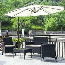 RATTAN GARDEN FURNITURE SOFA SET 4PIECES BALCONY PATIO BACKYARD CHAIRS TABLE