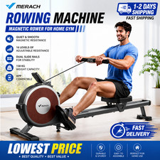 Home Gym Magnetic Rowing Machine 16 Level Resistance Dual Rail 158KG Capacity