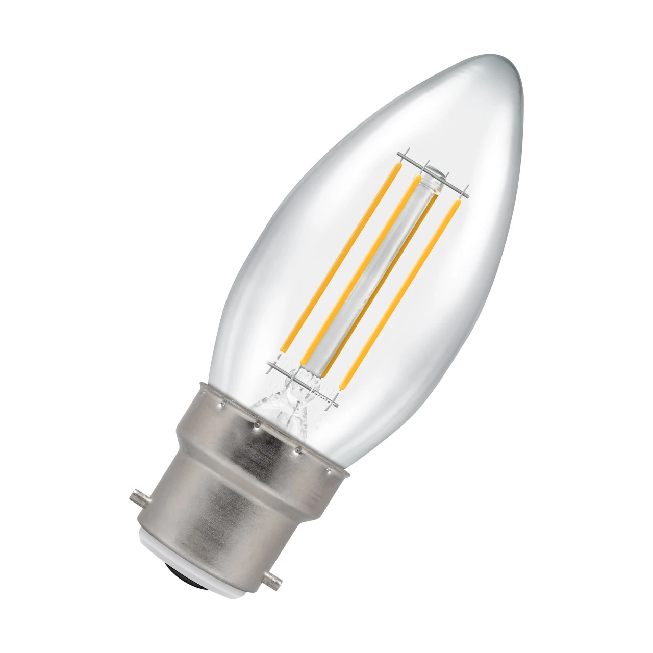Crompton Lamps Crompton Candle LED Light Bulb B22 4.2W (40W Eqv) Dimmable Warm White Clear Filament Bayonet