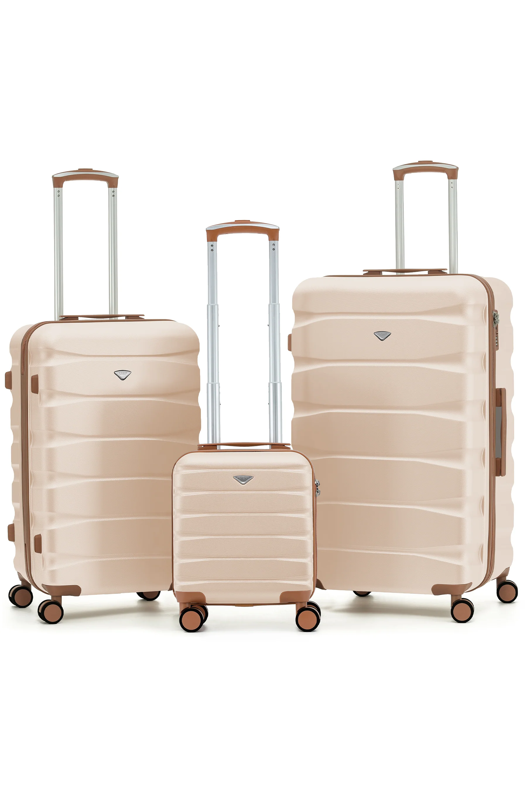 SAFIR TRUNK 3-Piece Suitcase Set (40x30x20cm + Medium + Large) - Cream / Tan / Set of 3