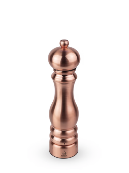 Peugeot An iconic design, a high-performance mechanism, and a patented grind adjustment system....as if that wasn't enough, the magnificent Paris pepper mill has been cleverly reinvented once again and this copper version offers increased durability for intense usage and an appearance that is equally as striking. Paris Chef