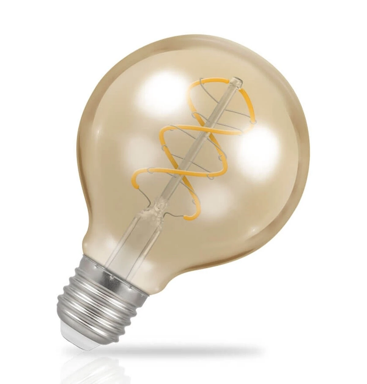 Crompton Lamps Crompton Globe LED G80 Light Bulb E27 4.9W (35W Eqv) Dim Extra Warm White Antique Spiral Filament Screw Vintage Gold