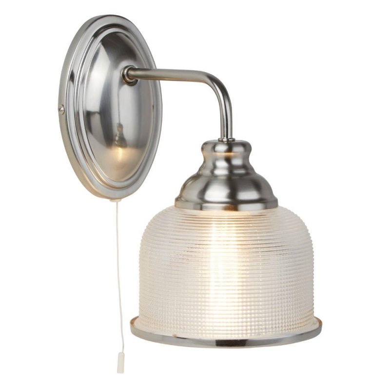 Searchlight Lighting Searchlight 2671-1SS Bistro II One Light Wall Light In Satin Silver With Glass Shades