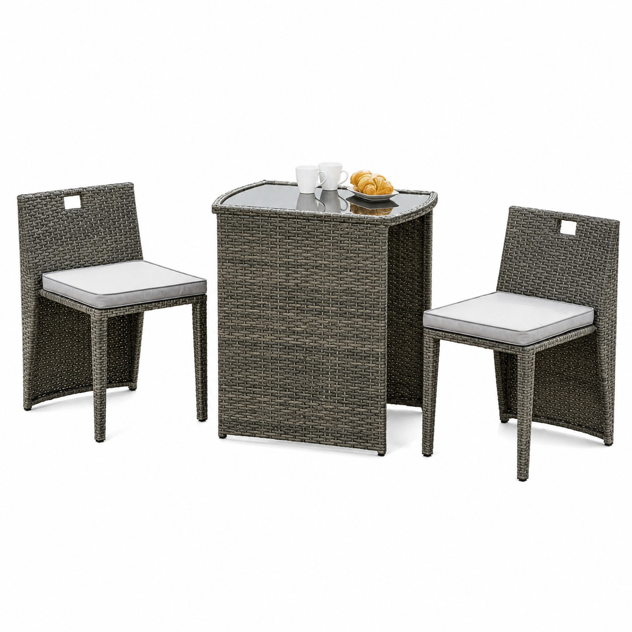 Rattan Garden Furniture Bistro Sets of 2 Chairs Patio Table and Chairs-DamageBox