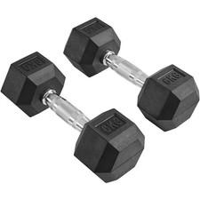 Hex Dumbbells Anti-Roll Knurled Grip Rubber Encased Weight Set Home Gym Training