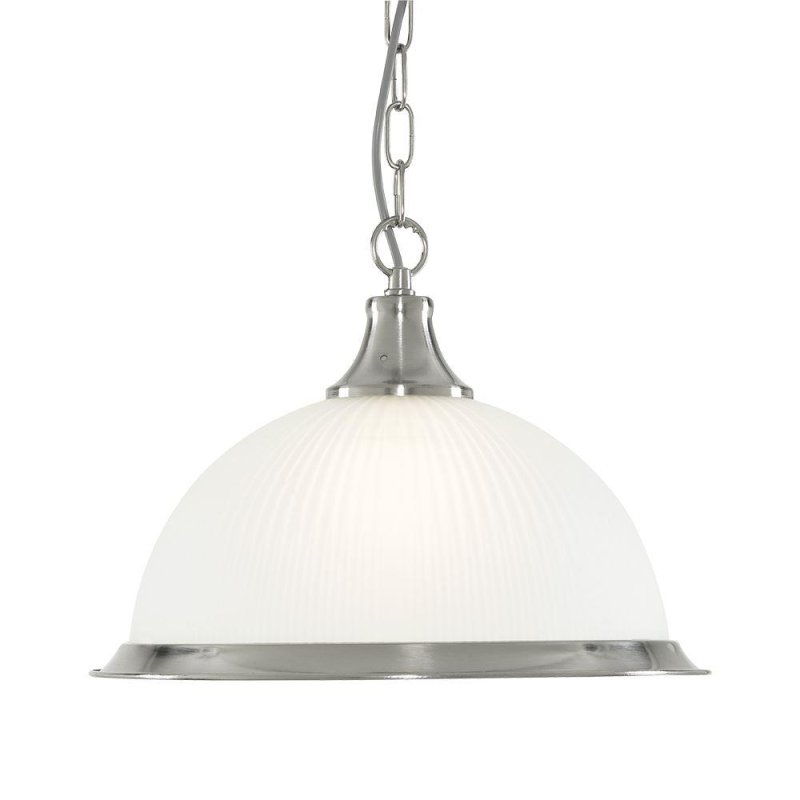 Searchlight Lighting Searchlight 1044 American Diner 1 Light Ceiling Pendant Light In Satin Silver