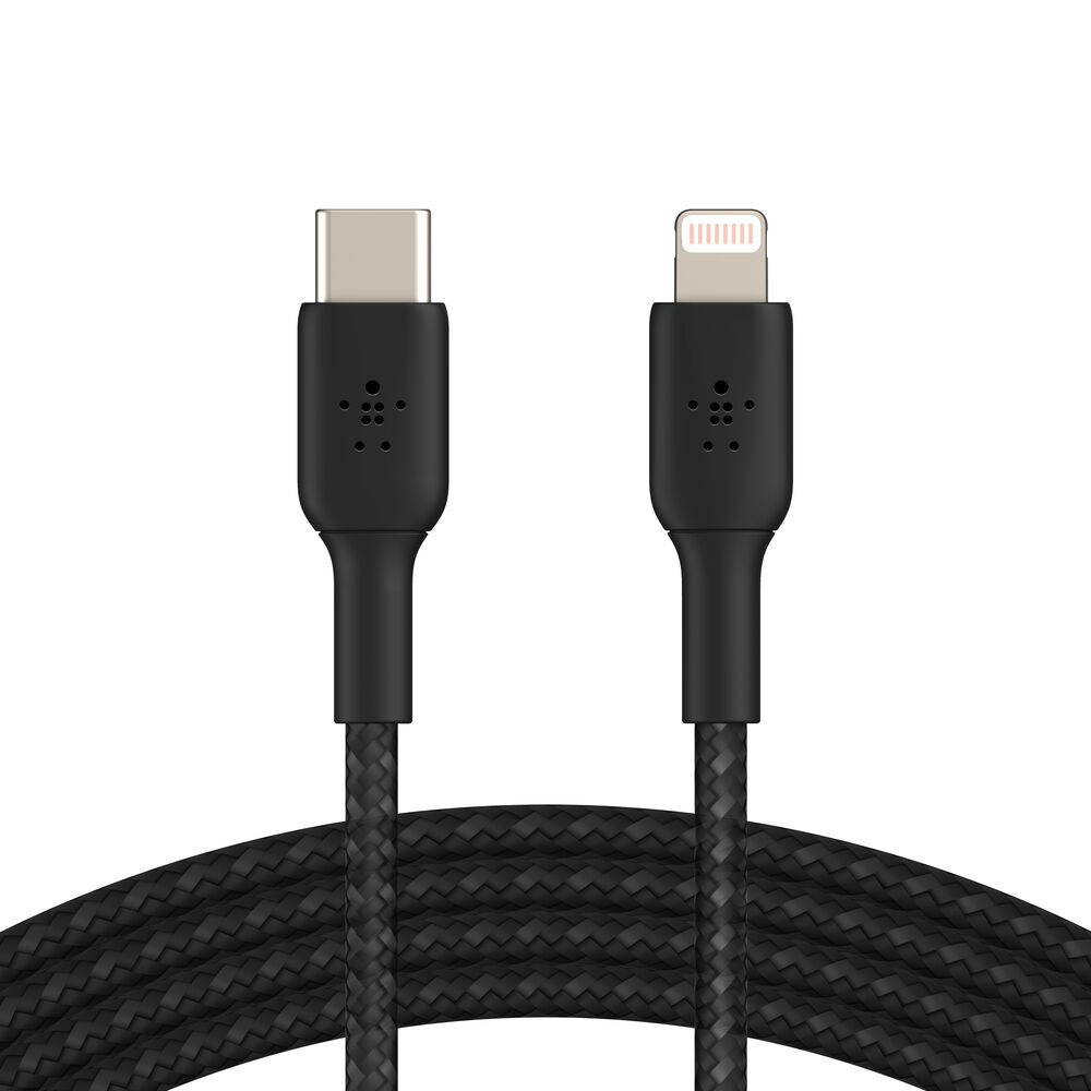 Belkin BoostCharge Braided USB-C to Lightning Cable (2m / 6.6ft, Black)