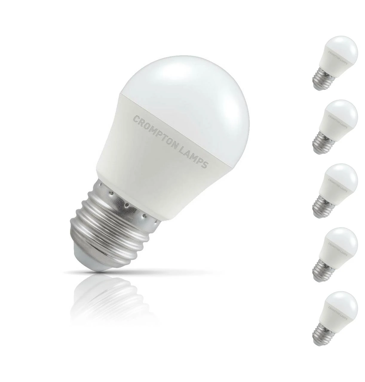 Crompton Lamps 5-Pack Crompton Golfball LED Light Bulbs E27 4.9W (40W Eqv) Cool White Opal Round Screw Frosted