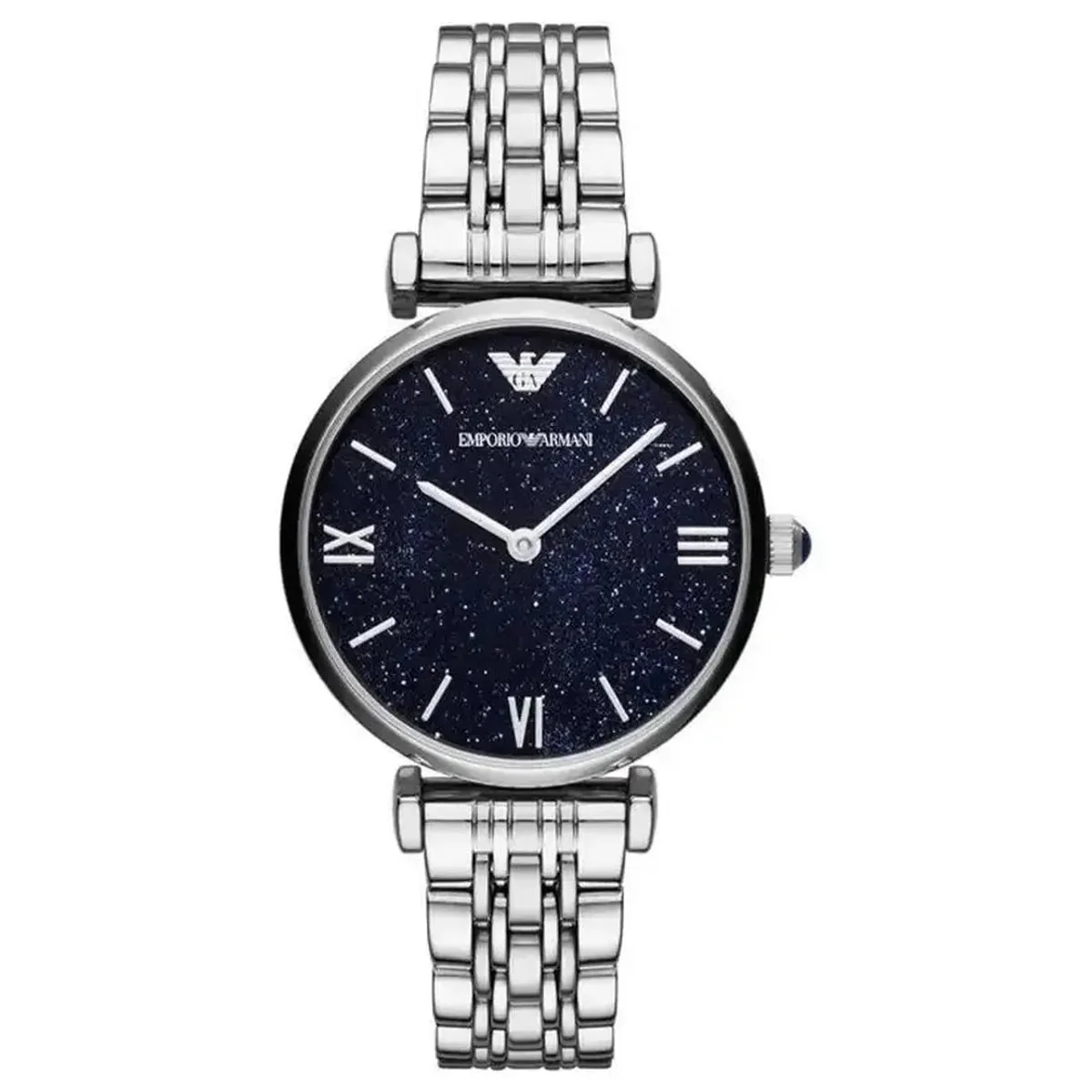 Emporio Armani Gianni T-Bar AR11091 Women's Watch – 32mm Blue Sunray Dial Silver Steel Bracelet