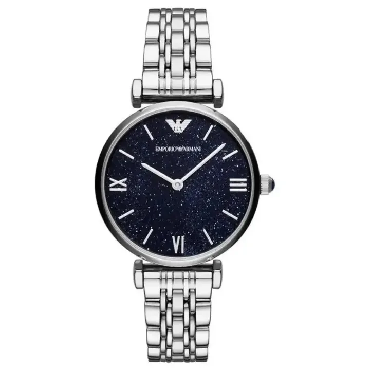 Emporio Armani Gianni T-Bar AR11091 Women's Watch – 32mm Blue Sunray Dial Silver Steel Bracelet