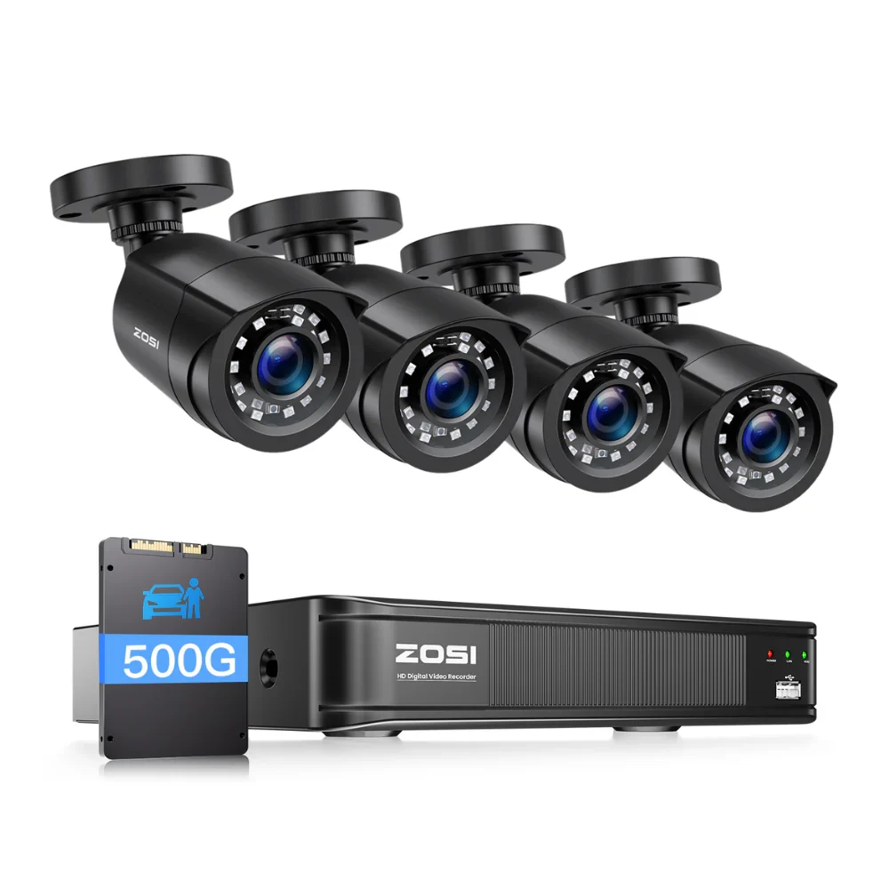 Zosi Official Store C106 1080P 8CH CCTV Security Camera System + Optional Hard Drive, 6 / 500GB Hard Drive / White
