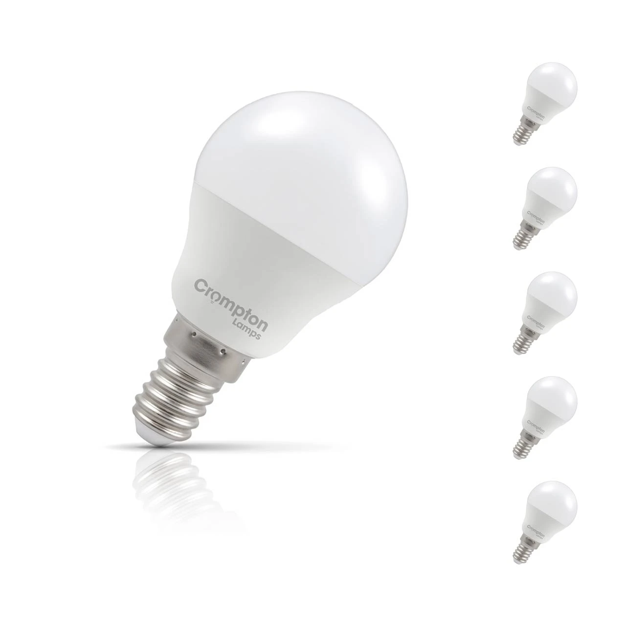 Crompton Lamps 5-Pack Crompton Golfball LED Light Bulbs E14 4.2W (40W Eqv) Cool White Opal Round Small Screw Frosted