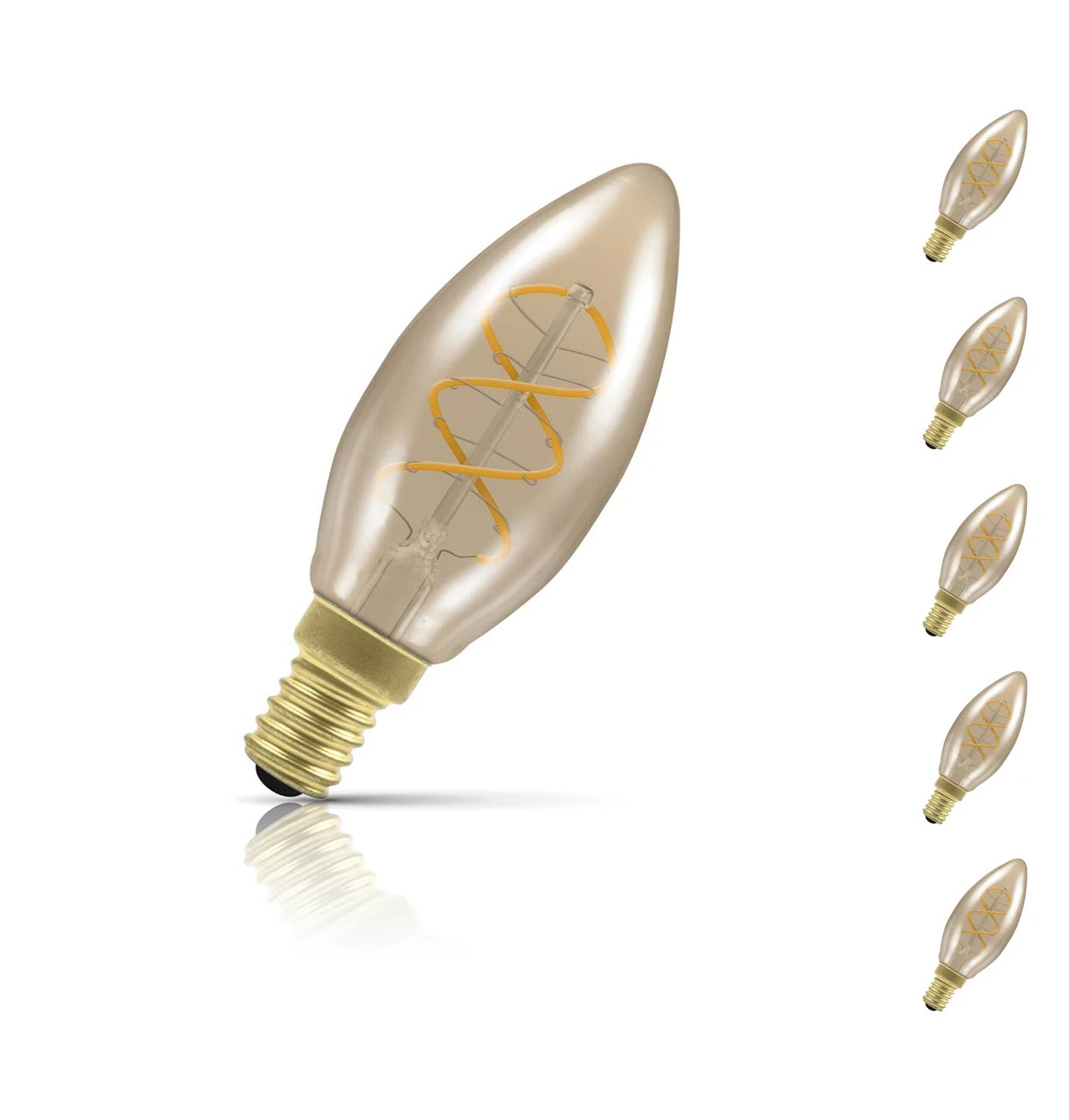 Crompton Lamps 5-Pack Crompton Candle LED Light Bulbs E14 3W (15W Eqv) Dim Extra Warm White Antique Spiral Filament Small Screw Vintage