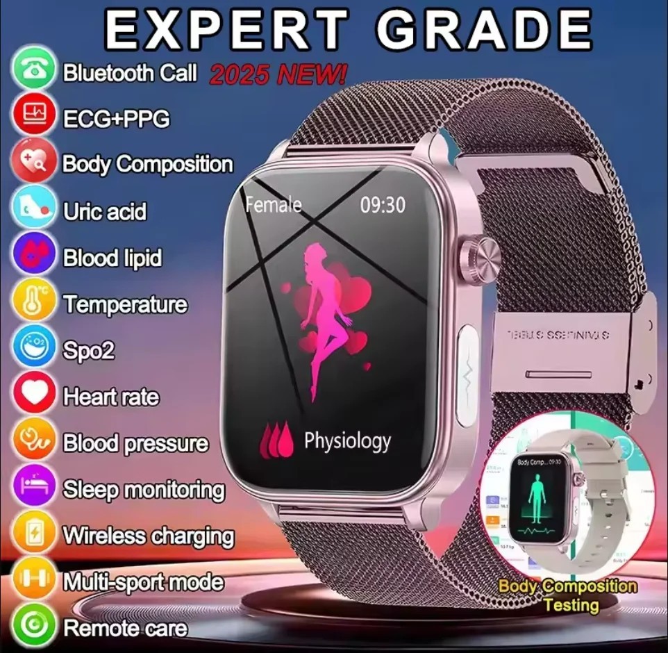New ECG+PPG Medical Grade Smart Watch Women AMOLED Health Tracker Smartwatches