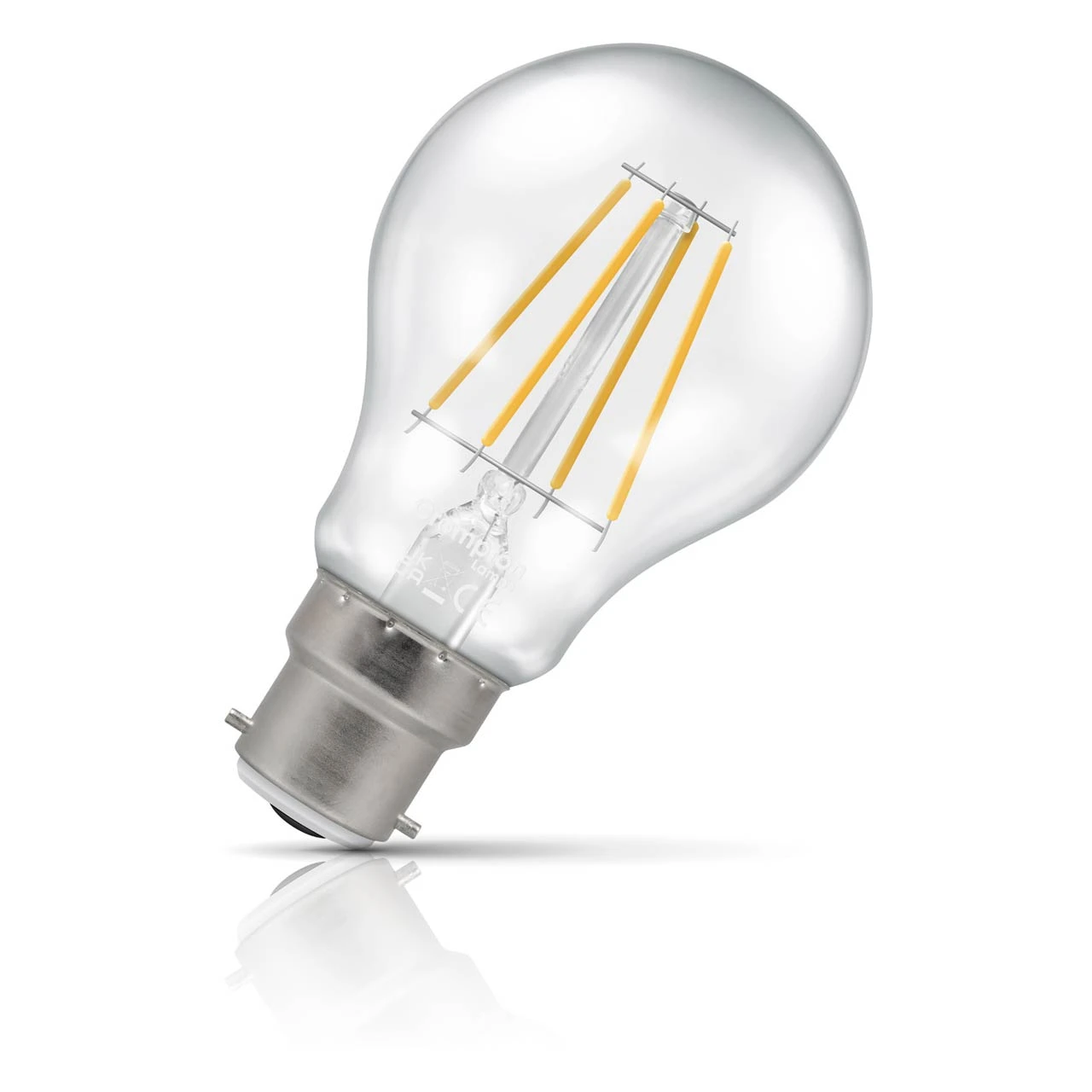 Crompton Lamps Crompton GLS LED Light Bulb B22 4.2W (40W Eqv) Dimmable Warm White Clear Filament Bayonet