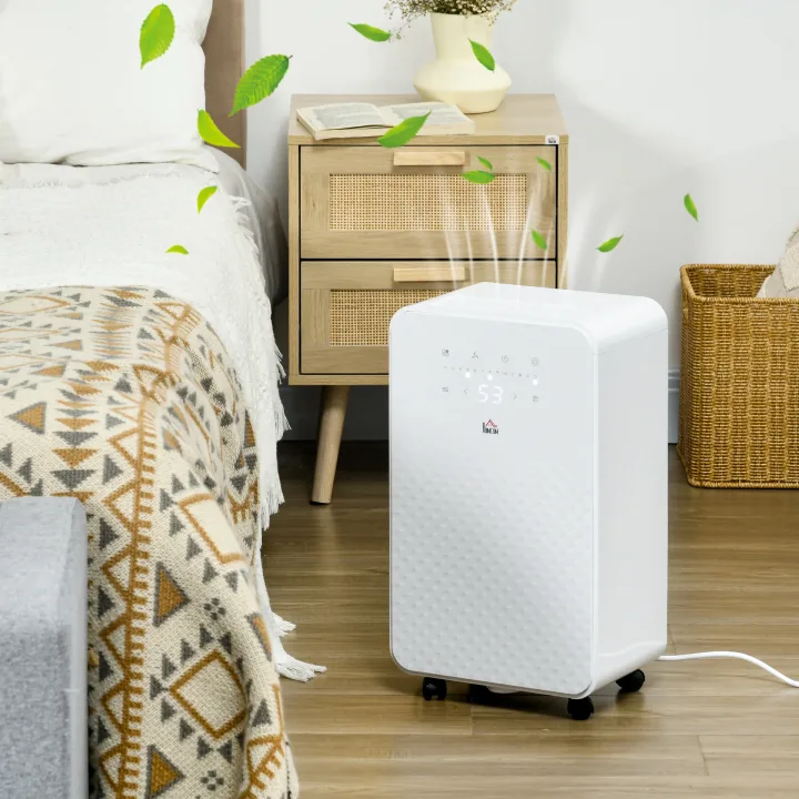 2000mL Portable Dehumidifier with Air Purifier, 24H Timer, 5 Modes, 10L/Day, for Home Laundry
