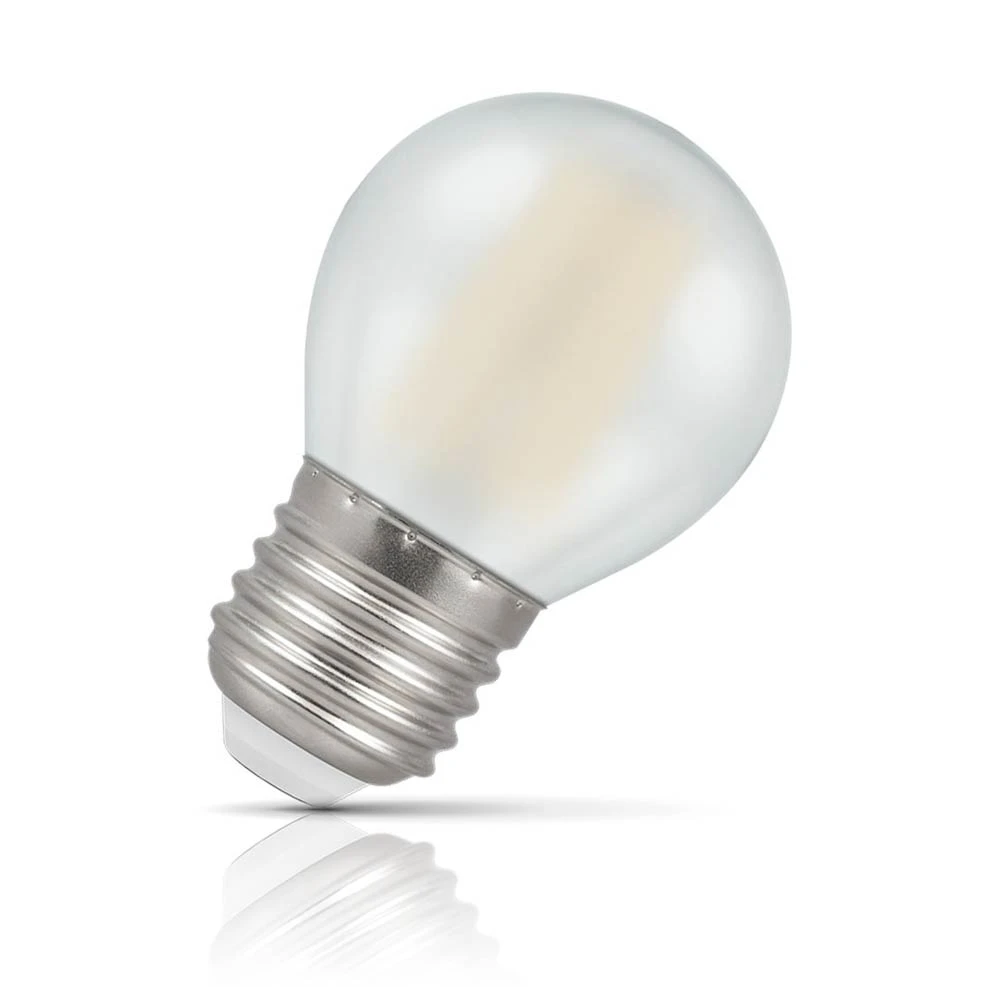 Crompton Lamps Crompton Golfball LED Light Bulb E27 4.2W (40W Eqv) Dim Warm White Pearl Filament Round Screw Frosted