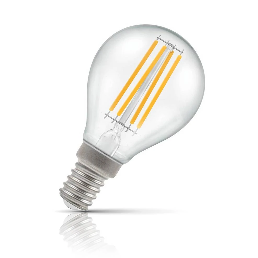 Crompton Lamps Crompton Golfball LED Light Bulb E14 6.5W (60W Eqv) Warm White Clear Filament Round Small Screw