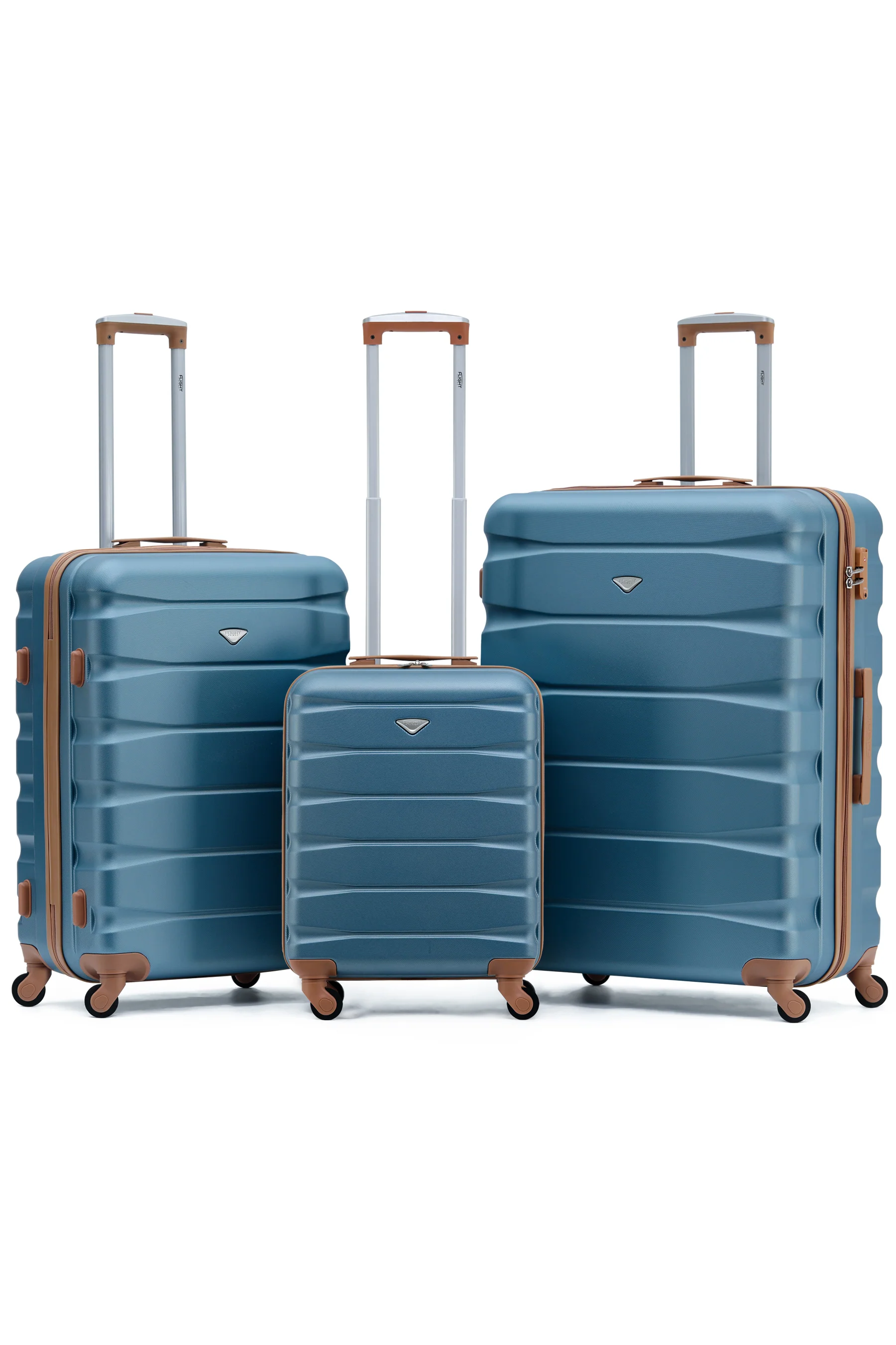 SAFIR 3-Piece Suitcase Set (55x40x20cm + Medium + Large) - Blue / Tan / Set of 3