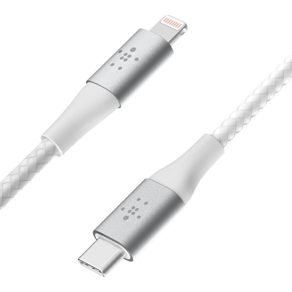 Belkin BoostCharge Braided USB-C to Lightning Cable (2m / 6.6ft, White)