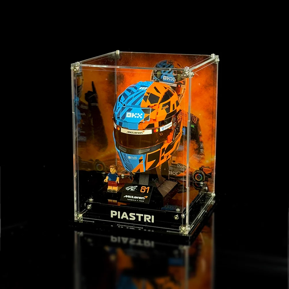 Acrylic Display Case for LEGO® McLaren Mastercard F1® Team Oscar Piastri Helmet/Lando Norris Helmet 43017/43023 - Oscar Piastri Helmet