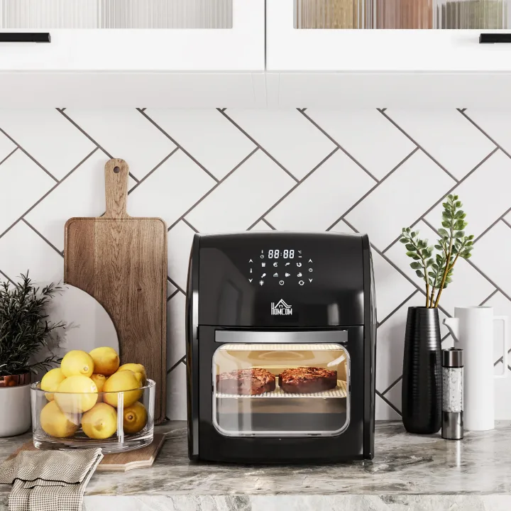 12L 8 in 1 Digital Air Fryer Oven with Roast, Bake, Dehydrate, 8 Preset Modes, Rapid Air Circulation, Timer, Inner Light, Memory Function, 1800W, Dish Wash Accessory