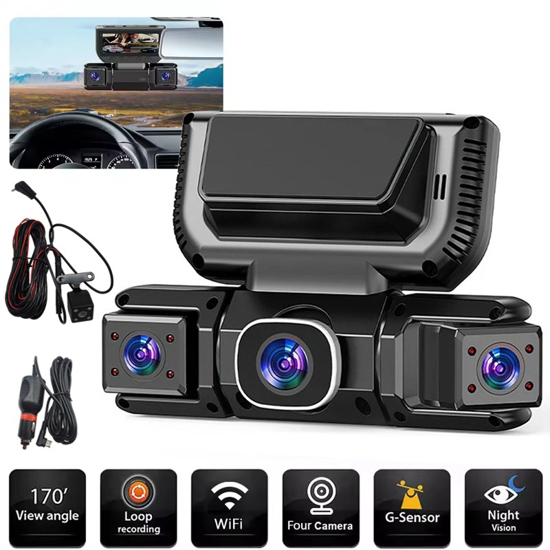 WiFi Dash Cam 5G 4 Channel 360° Front Rear Inside Dash Cam HD 1080P Car Camera