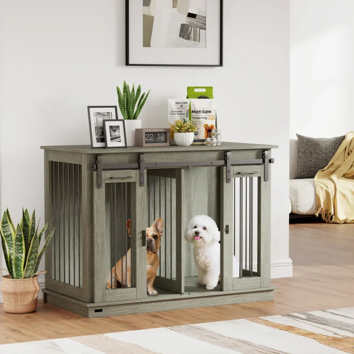 Dog Crate Furniture for Large Dogs, Double Dog Cage for Small Dogs, with Divider