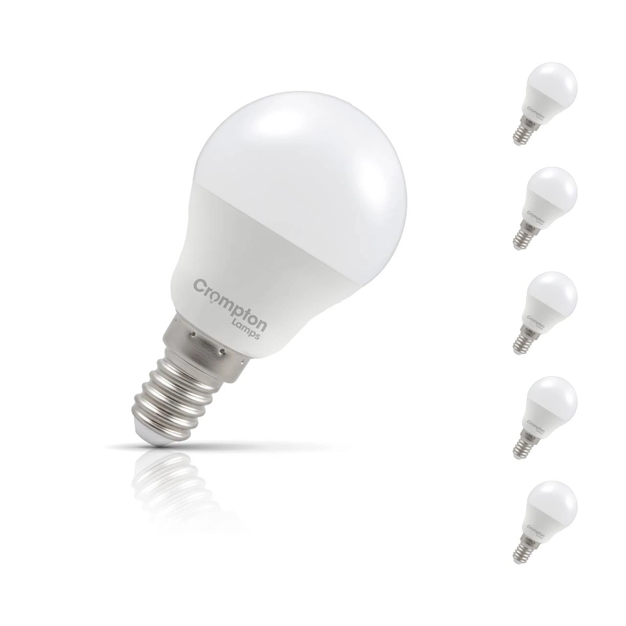 Crompton Lamps 5-Pack Crompton Golfball LED Light Bulbs E14 4.2W (40W Eqv) Dim Cool White Opal Round Small Screw Frosted