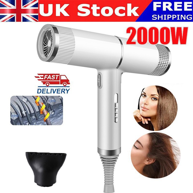2000W Professional Hair Dryer Fast Drying Ionic Hairdryer with Nozzle Hairdryer