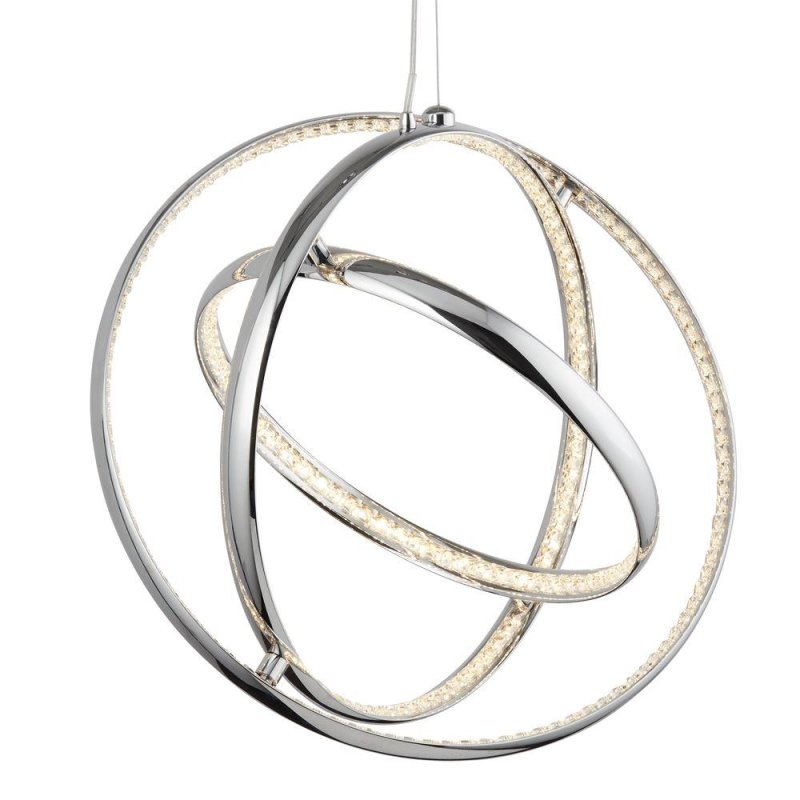 Searchlight Lighting Searchlight 5013-3CC Rings Three Light Ceiling Pendant Light In Chrome With Crystal Glass