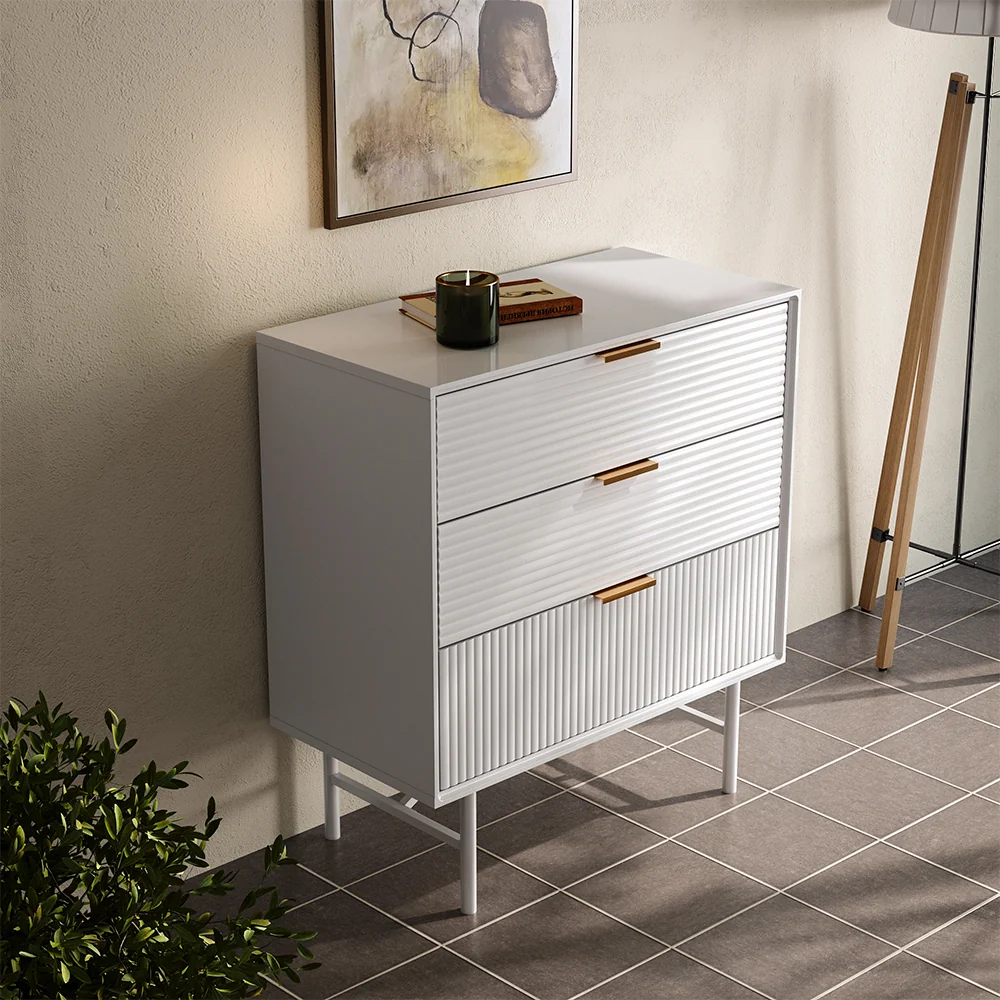 Garden Sanctuary 3-Tier Bedroom Striped Storage Cabinet