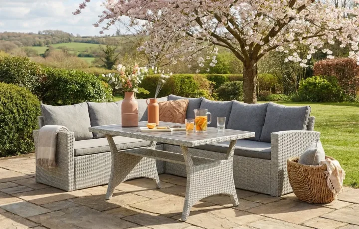 MINT Essentials Stockholm 6 Seater Grey Rattan Garden Corner Dining Set
