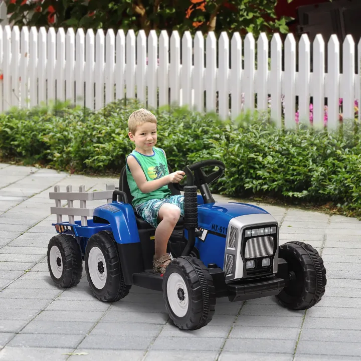 Ride On Tractor, Battery Powered Electric Car, with Detachable Trailer, Remote Control, Music