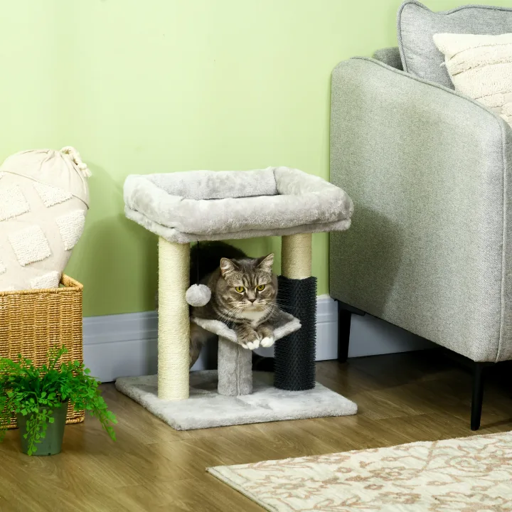 48cm Cat Tree with Scratching Posts, Bed, Perch, Self Groomer, Toy