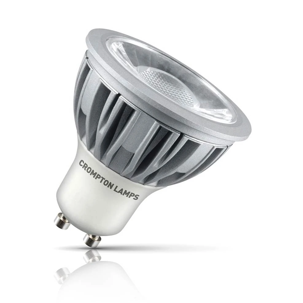 Crompton Lamps Crompton GU10 Spotlight LED Light Bulb 5W (50W Eqv) Cool White Clear Halogen Replacement High Performance 45°