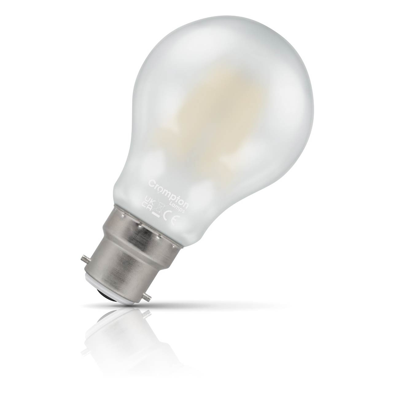 Crompton Lamps Crompton GLS LED Light Bulb B22 7W (60W Eqv) Dimmable Warm White Pearl Filament Bayonet Frosted