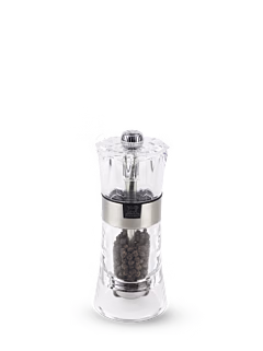 Peugeot The duo of Oslo wet salt and pepper mills is composed of acrylic and stainless steel. Its shiny stainless steel ring is a perfect complement to the transparency of its body. Oslo
