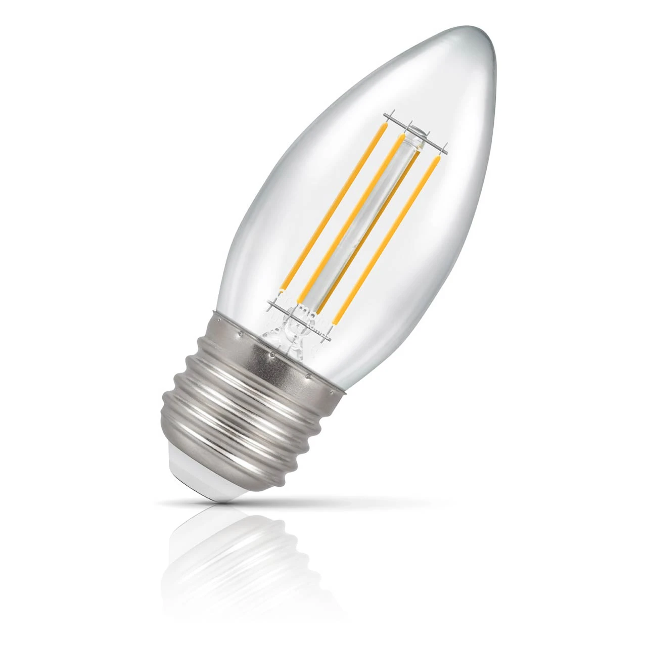 Crompton Lamps Crompton Candle LED Light Bulb E27 4.2W (40W Eqv) Dimmable Warm White Clear Filament Screw
