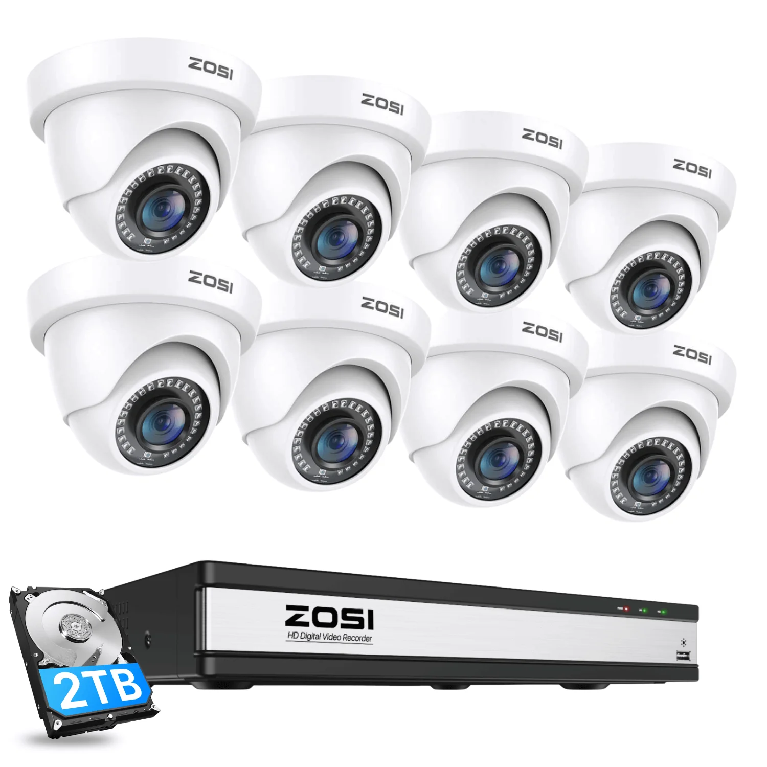 Zosi Official Store C419 1080P HD-TVI Security Camera System + 16 Channel DVR with 2TB/4TB Hard Drive, 4TB / 12 / Black