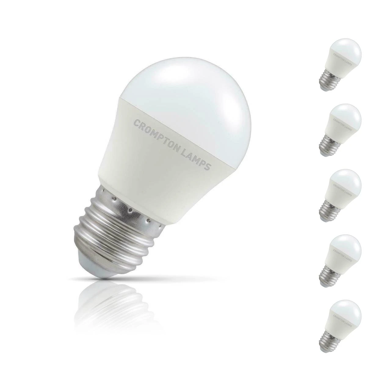 Crompton Lamps 5-Pack Crompton Golfball LED Light Bulbs E27 5W (40W Eqv) Dim Cool White Opal Round Screw Frosted