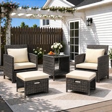 5 Piece Rattan Garden Furniture Patio Sofa Chairs Table Outdoor Conservatory Set