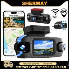 4 Channel Dash Cam Front Rear Inside Left Right 360° Car Dash Camera UK SHIP