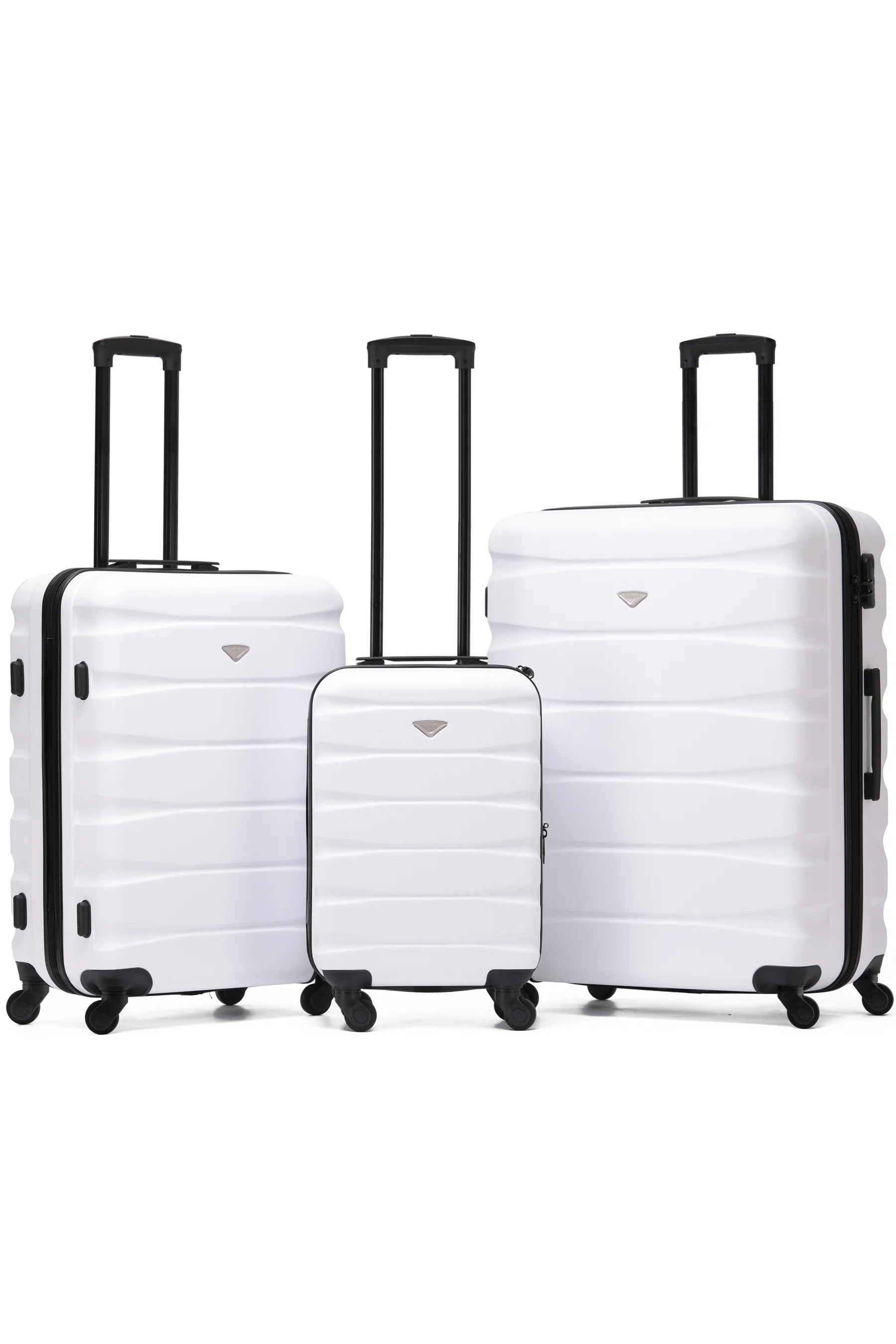 SAFIR 3-Piece Suitcase Set (55x35x20cm + Medium + Large) - White / Black / Set of 3