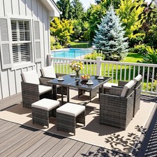 8 SEATER CUBE RATTAN GARDEN FURNITURE SET CHAIRS SOFA TABLE OUTDOOR PATIO WICKER