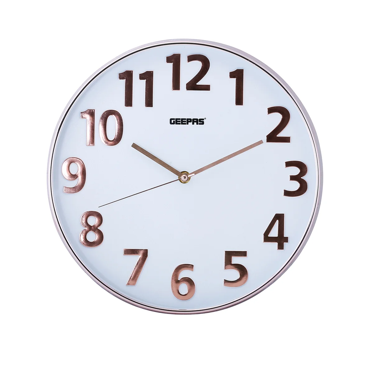 Geepas | For you. For life. 3D Rose Gold and White Glass Wall Clock